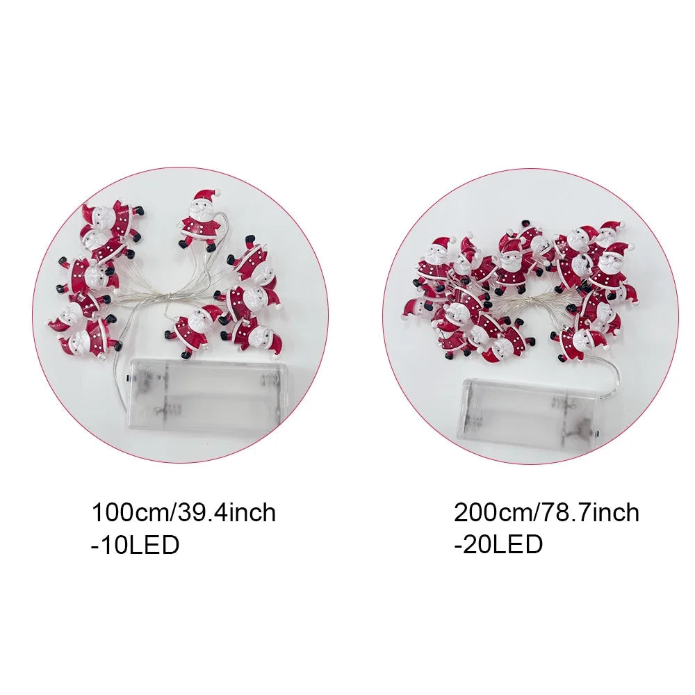Lumirelle | LED-Weihnachtslichterkette | Muster mit Weihnachtsmann und Schneemann | Warmweißes Licht | Ideal für Baum-, Fenster- und Tischdekoration