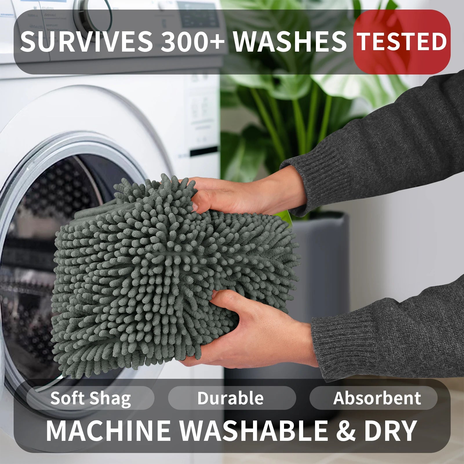 Aqualume | U-förmige Toilettenmatte | Chenille-Badmatte mit überlegener Saugfähigkeit | Rutschfest und maschinenwaschbar | Weich und gemütlich