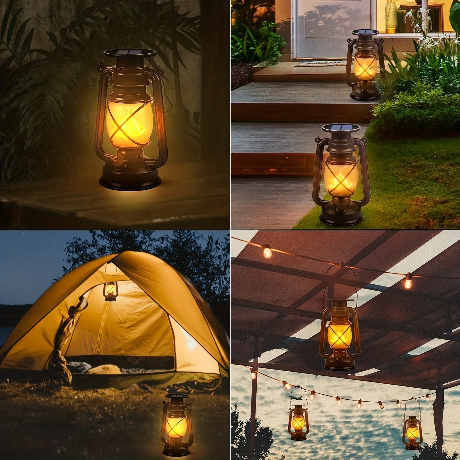SolaraFlare Solar Lanterns | Realistischer Flammeneffekt | Solarbetrieben | Metall & Kunststoff