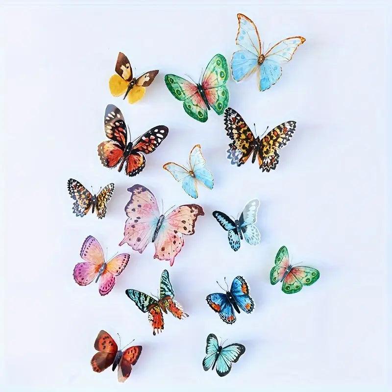 Luftora Wanddeko Schmetterlinge | 3D Aquarelloptik | 36 Stück Wiederverwendbar | Für Wände & Geschenke