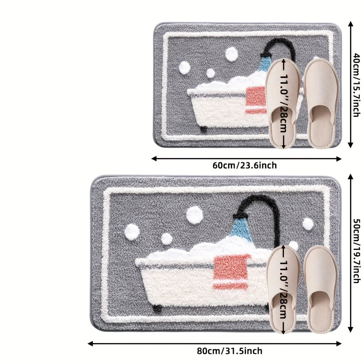 AquaLoom Badematte | Weiche, wasseraufnahmefähige gestrickte Badematte mit rutschfester TPR-Unterseite | Maschinenwaschbar, rechteckig – 2,5 cm dick