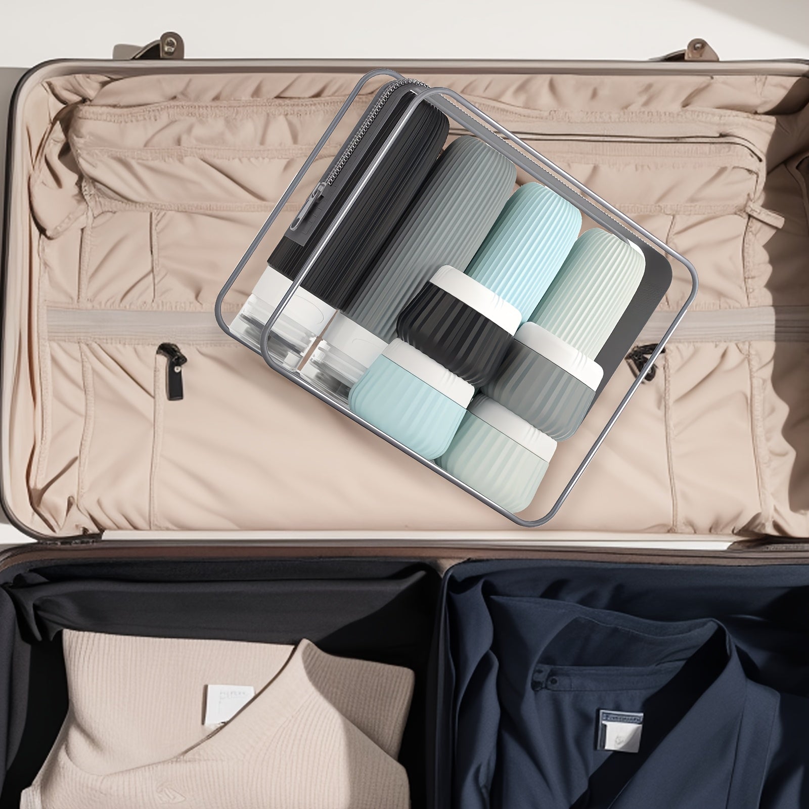 Nomixa TravelKit | 8-teiliges Silikon-Reiseset | Auslaufsicher & TSA-konform | Mit Kulturtasche
