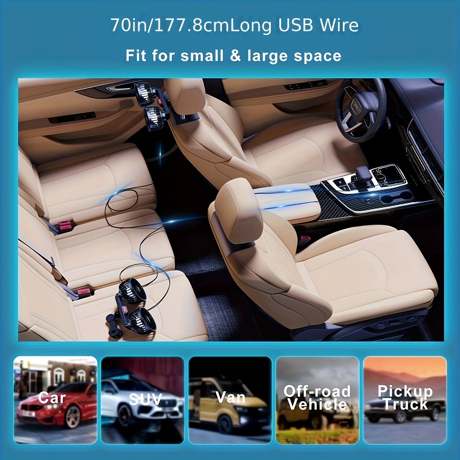 CoolWind Pro | Tragbarer Autolüfter | Flexibel & Leise | USB-Betrieb