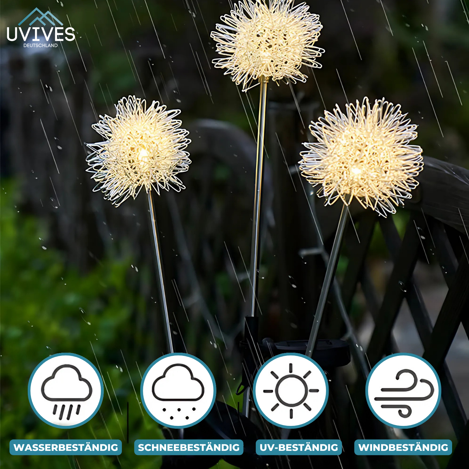 TwinklePuff - Wasserdichte Solar-Gartenleuchte im Pusteblumen-Design