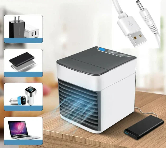 BreezeSphere Mini Klimagerät | 3-in-1 Kühlung & Befeuchtung | Kompakt & Leise | Mit LED-Nachtlicht | Für Zuhause & Büro