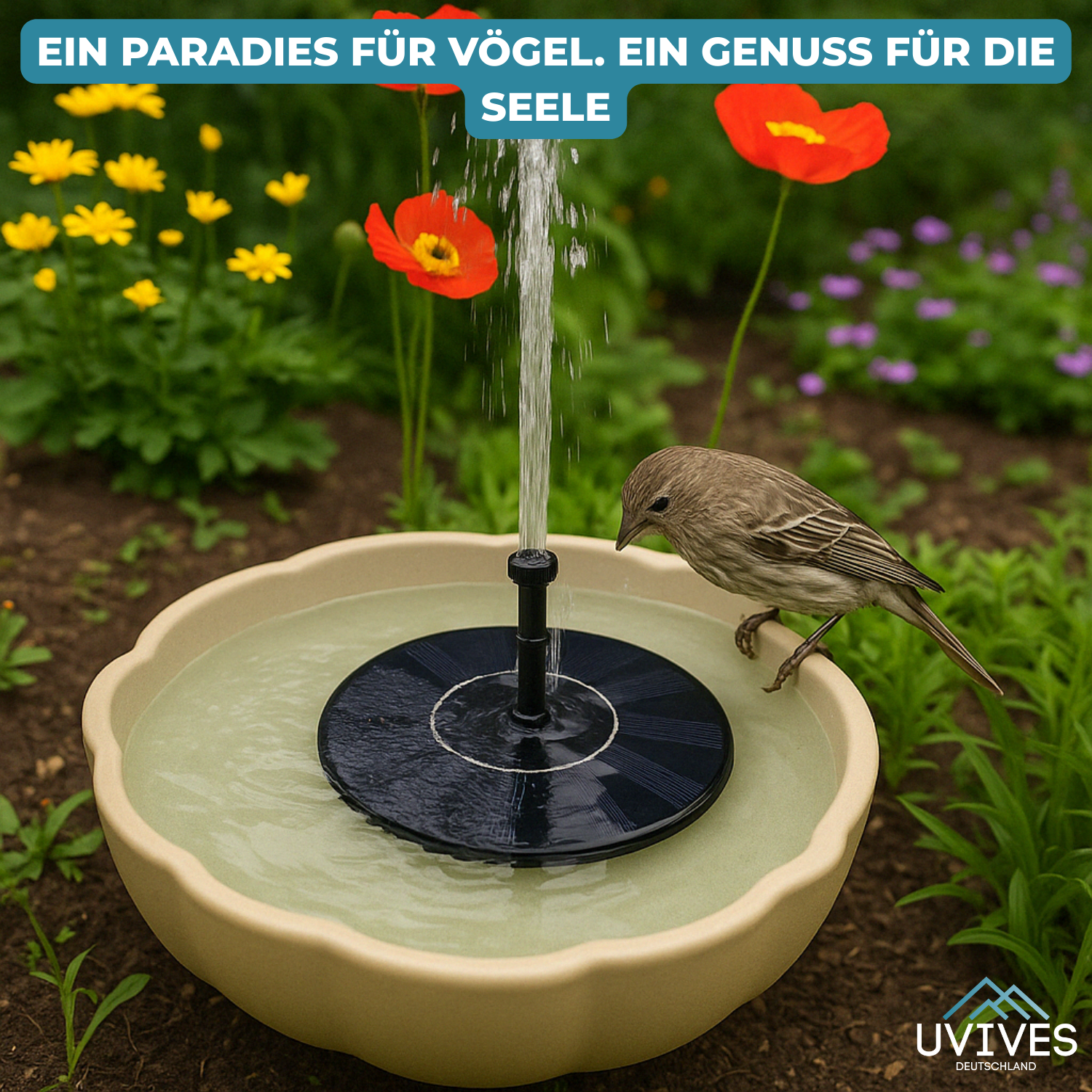 AquaBloom™ – Solarbrunnen für Ruhe & Eleganz im Garten