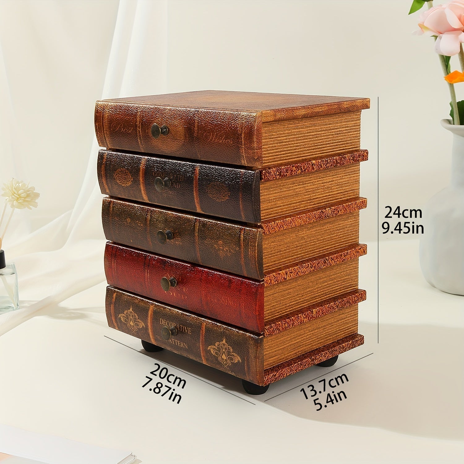 LibraBox | Vintage Bücherstapel Aufbewahrung | Schmuck & Büro Organizer | Massivholz
