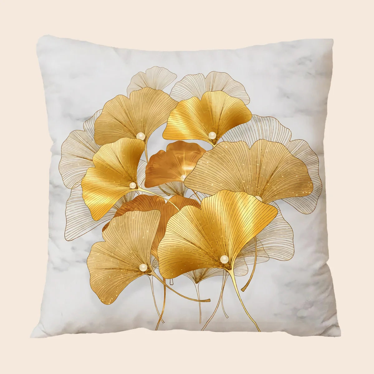 GinkgoDream | Weicher & Gemütlicher Kissenbezug mit Ginkgoblatt-Motiv | 45×45 cm