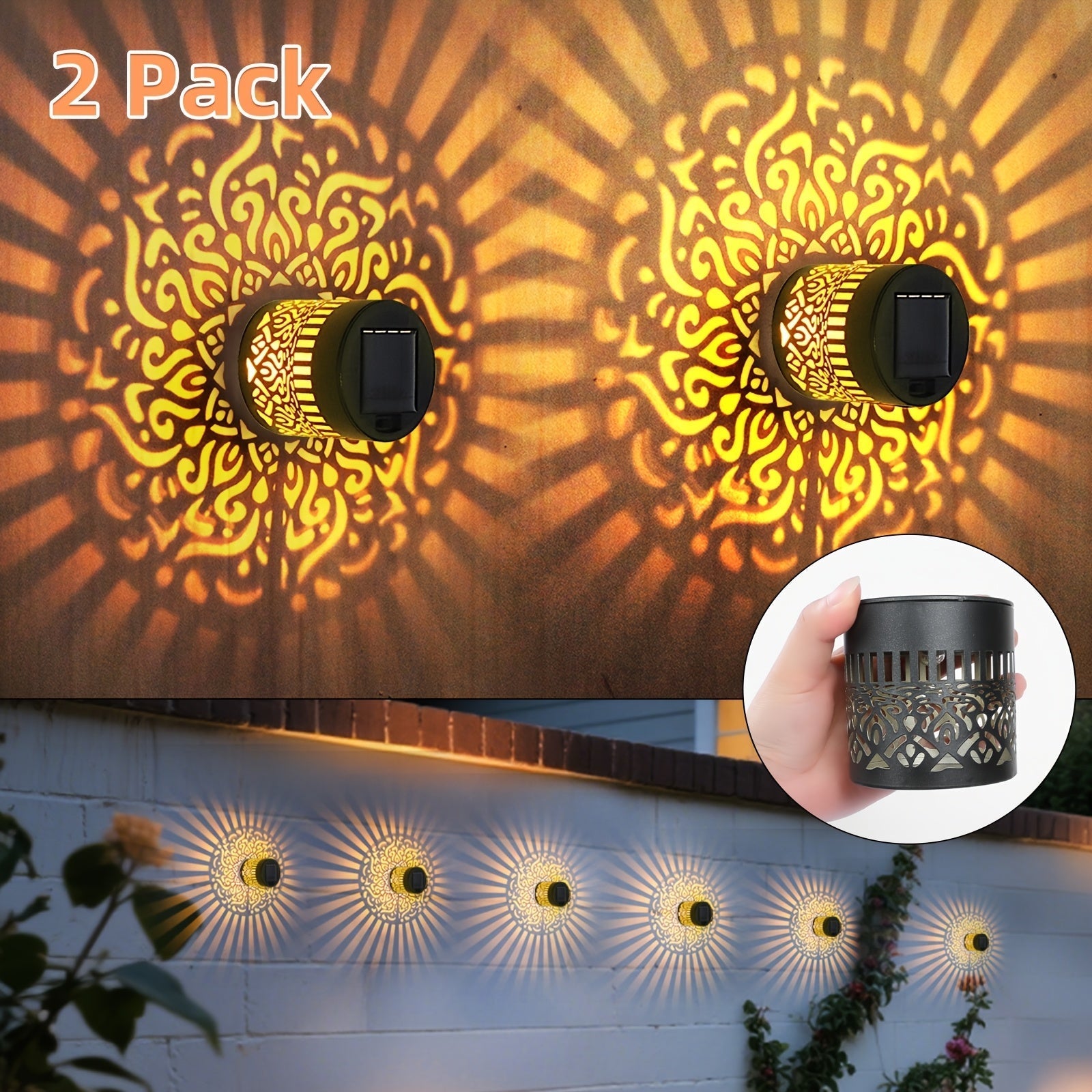 Solavia Wandleuchten | Solar LED Set | Filigranes Design | Wetterfest IP65 | Für Garten & Terrasse