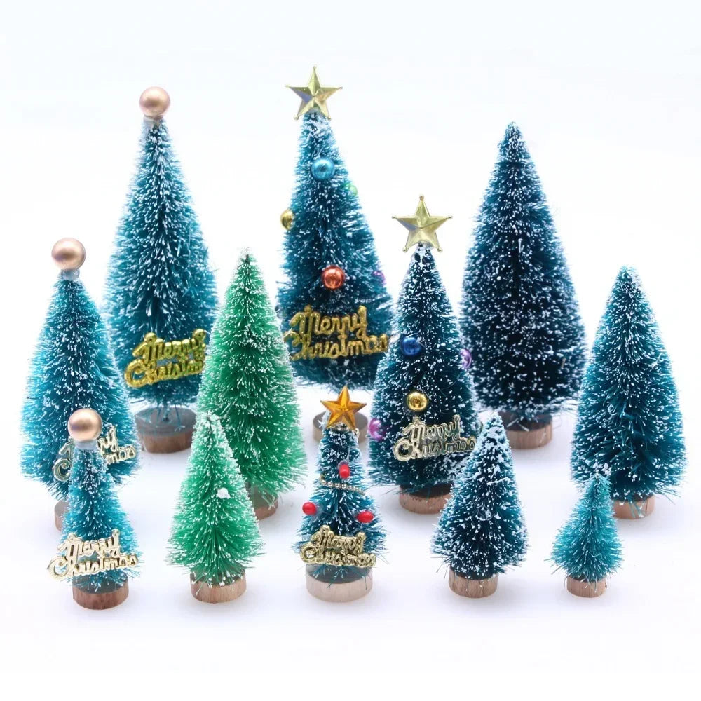 Evervane | Mini-Weihnachtsbaum | Dekorierter Zeder- und Kiefer auf Sisalbasis | Mit Perlen und Stern | Tischdekoration & Miniaturfigur 4,5–13 cm