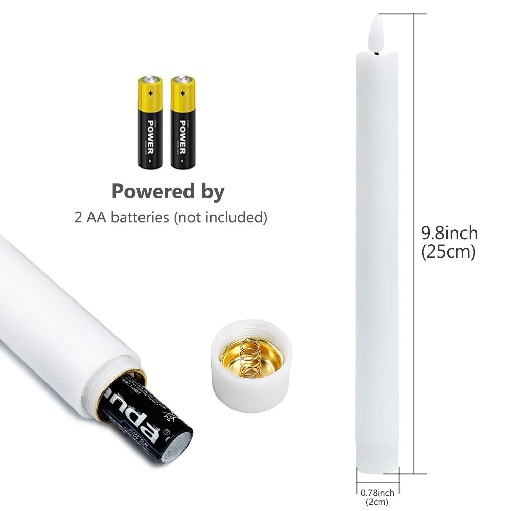 Candelis | 2er-Set LED-Spitzkerzen | Flammenlos mit 3D-Docht | Batterie betrieben & realistische Wachsoptik | Warmweißes Licht | Ideal für Weihnachten & Dekoration