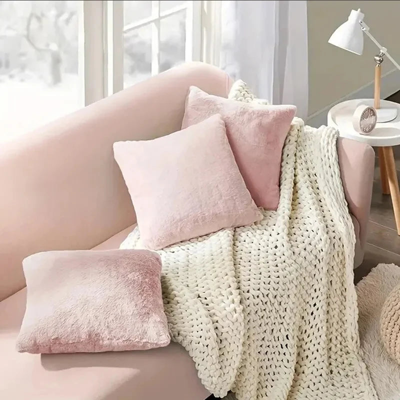 Furvielle Kissenbezug | Ultra-weiches Kaninchen-Plüsch Kunstfell | Warm & Luxuriös | 45×45 cm für Schlafzimmer & Sofa