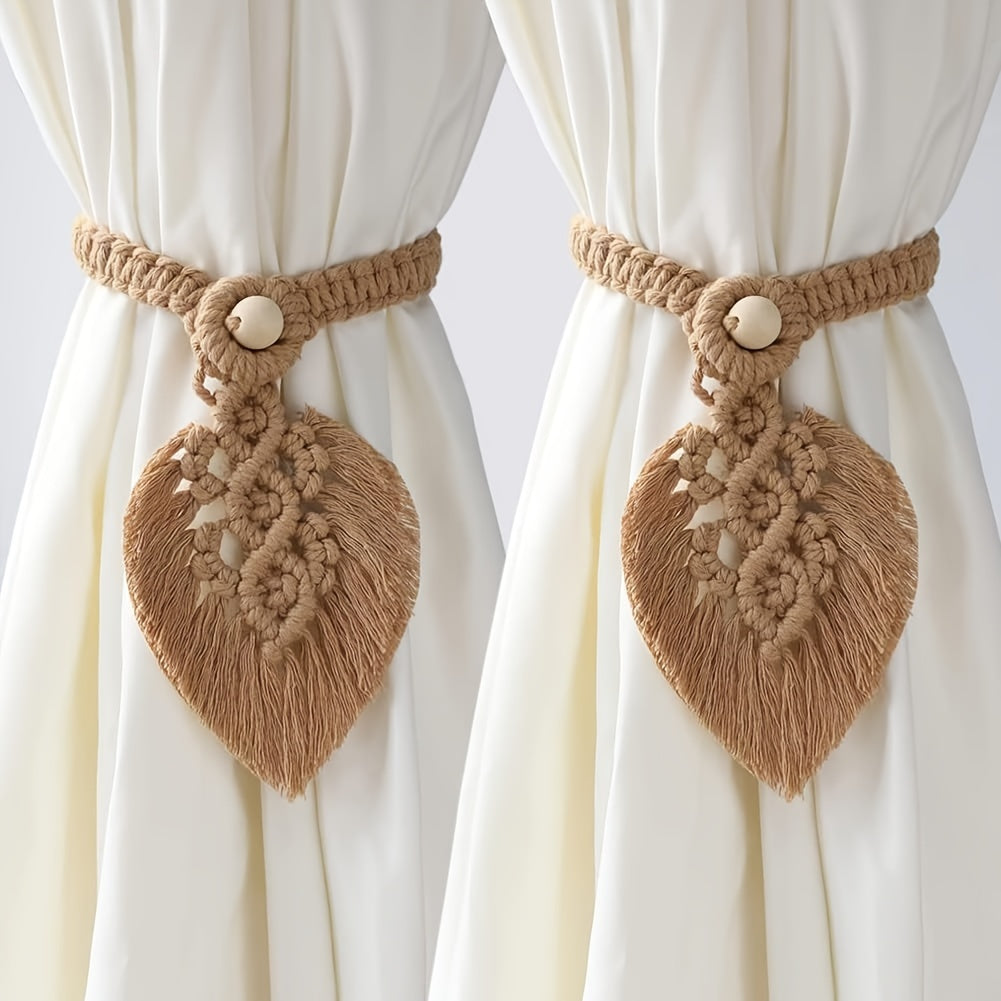 Soltana Vorhangbänder | Handgeknüpftes Boho-Design | 100 % Baumwolle | Für Wohnzimmer & Schlafzimmer