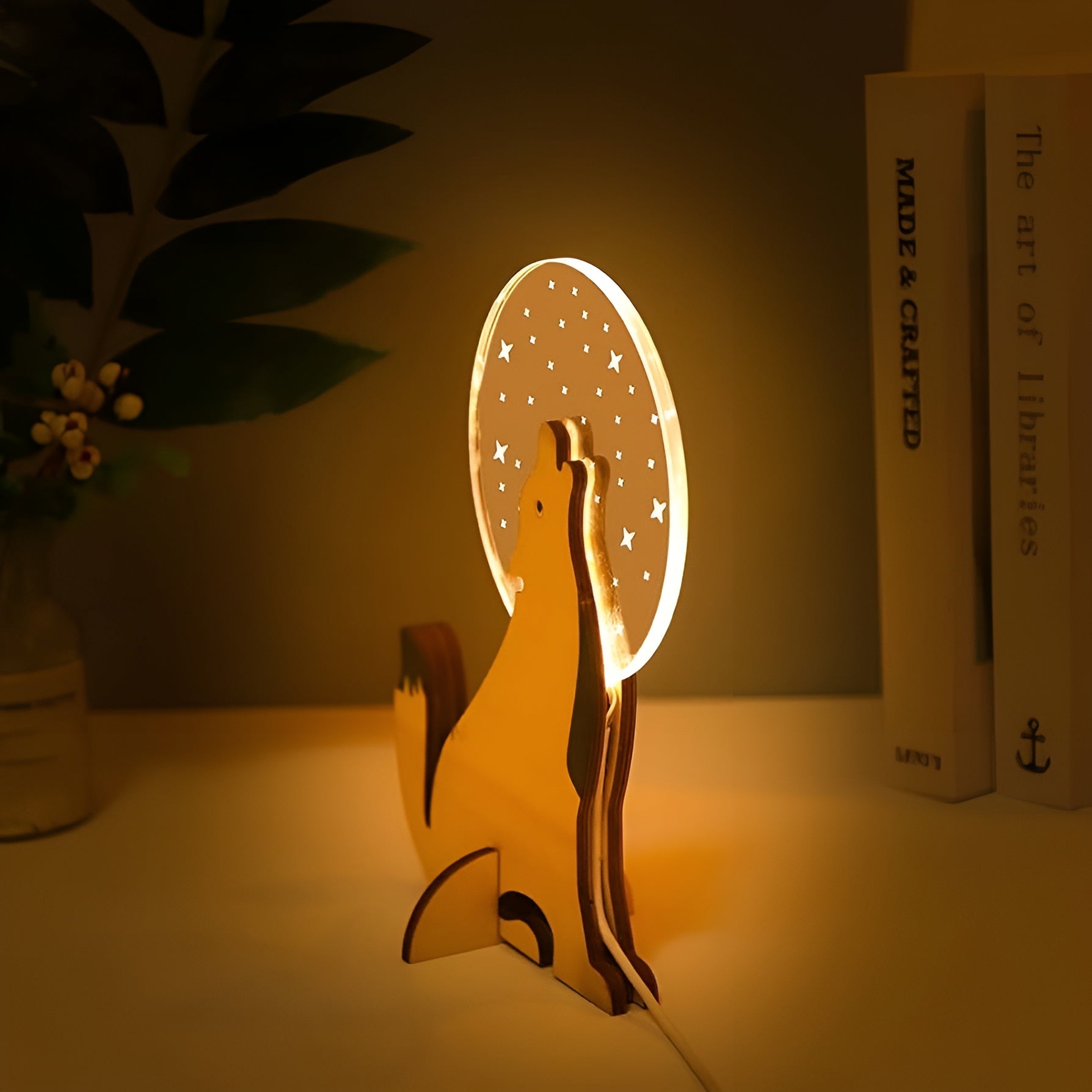 Luminimo Herzlicht | Kinder-Nachtlampe aus Holz | Warmweißes LED | USB-Betrieb