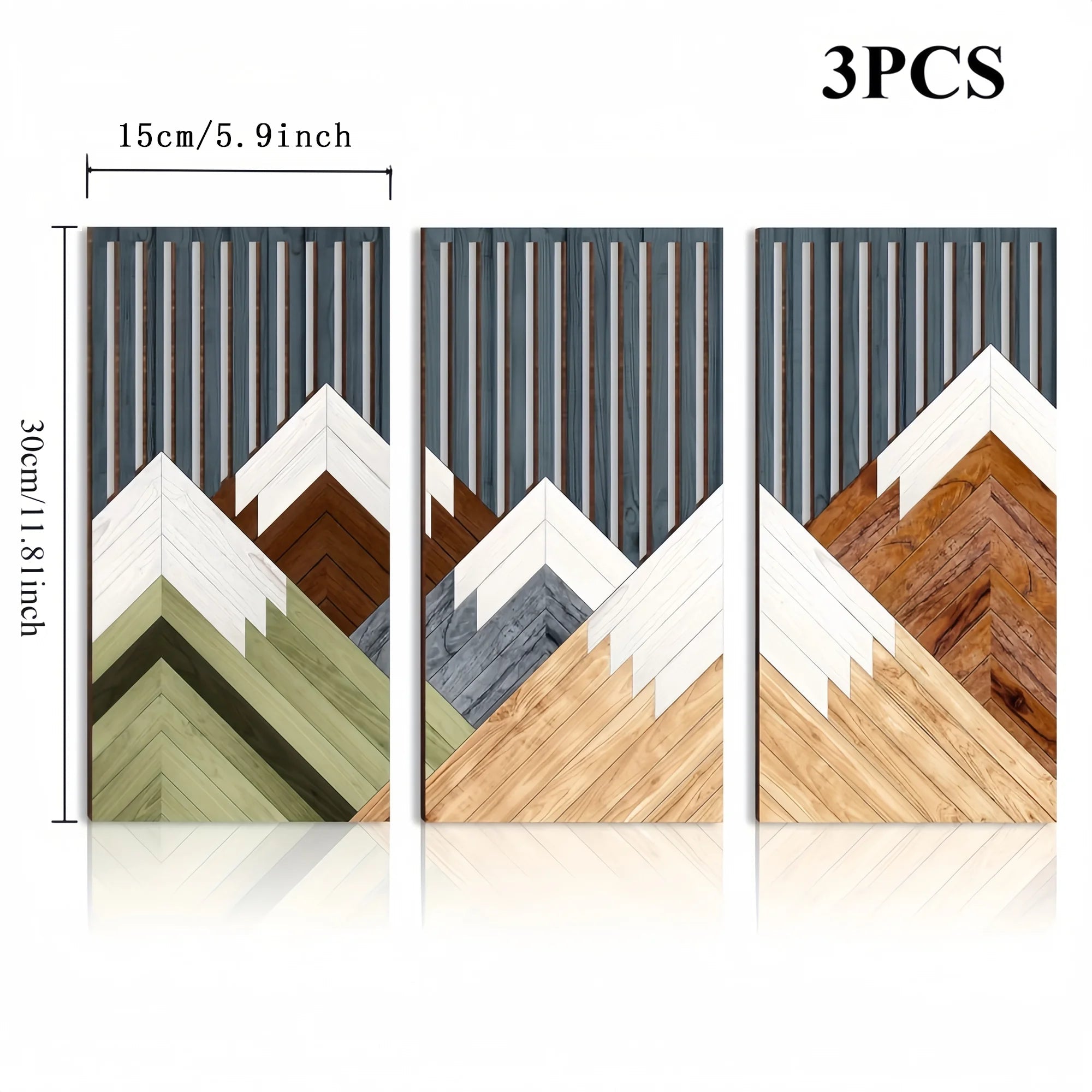 LioraBoho Wandkunst Kollektion | 3-teiliges Holz-Wanddekor 40×20 cm | Rustikales Blättermotiv | Boho-Ästhetik für Wohnzimmer & Schlafzimmer