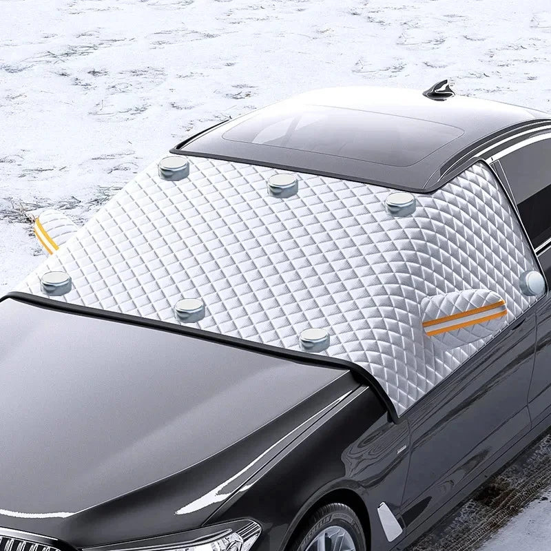FrostGuard Ultra | Extra Große Windschutzscheibenabdeckung für Autos | 3-Panel Fensterdesign | Schützt vor Schnee, Eis, Sonne & Staub | Windbeständig & Einfach zu Installieren