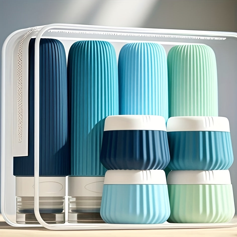 Nomixa TravelKit | 8-teiliges Silikon-Reiseset | Auslaufsicher & TSA-konform | Mit Kulturtasche