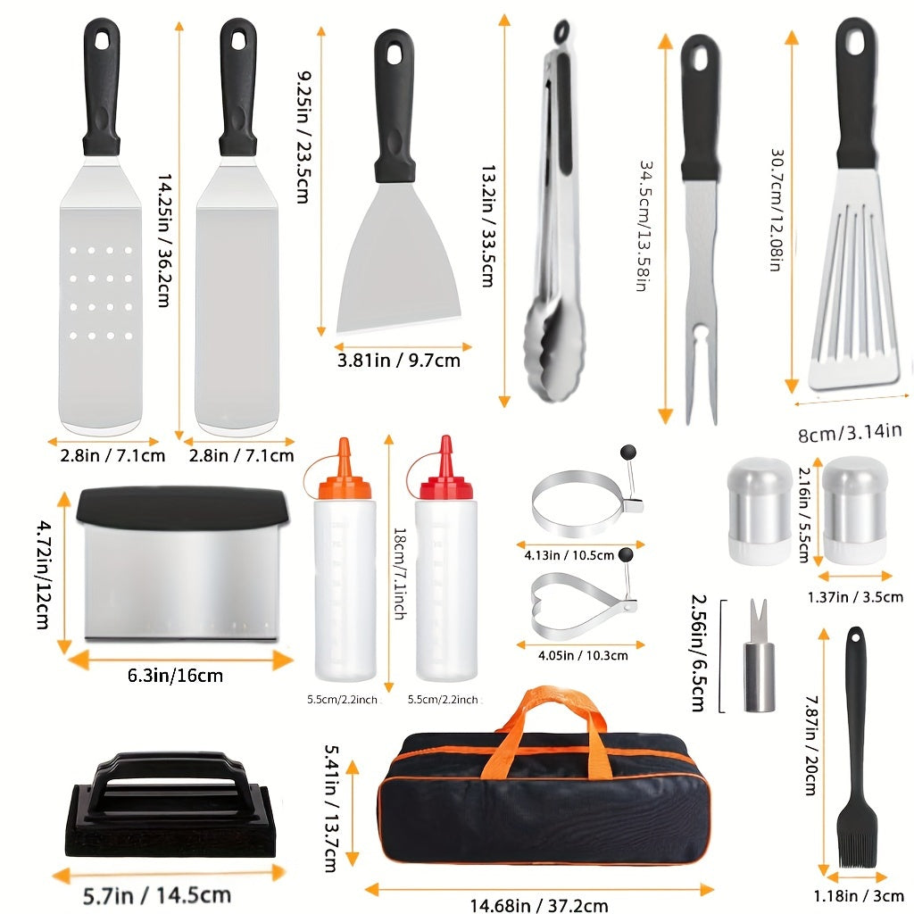 GrillMasterX BBQ Set 20-teilig | Robustes Edelstahlzubehör | Für Garten & Camping