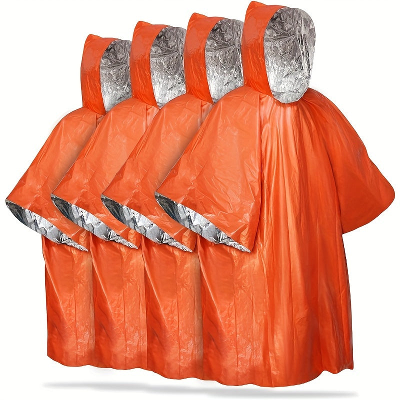 OutdoorGuard ThermoPonchos | Wasserdicht & Isolierend | Kompakt & Ultraleicht | 4er Set mit Kapuze