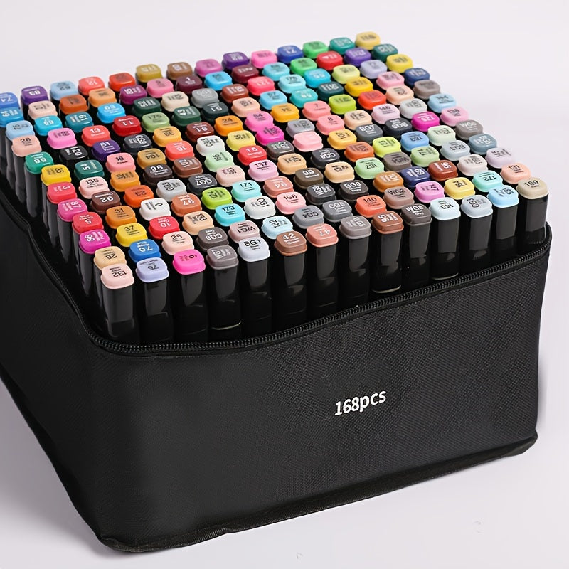 Artivio Pro | Alkoholmarker Set | 168 Farben, doppelseitige Spitzen | Für Künstler, Designer & kreative Projekte