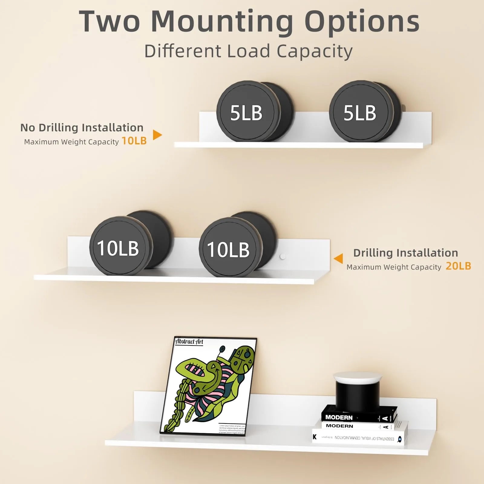 Metallura | Metall schwebendes Wandregal | Platzsparendes Aufbewahrungsregal 30/40/50 cm für Badezimmer, Küche & Schlafzimmer