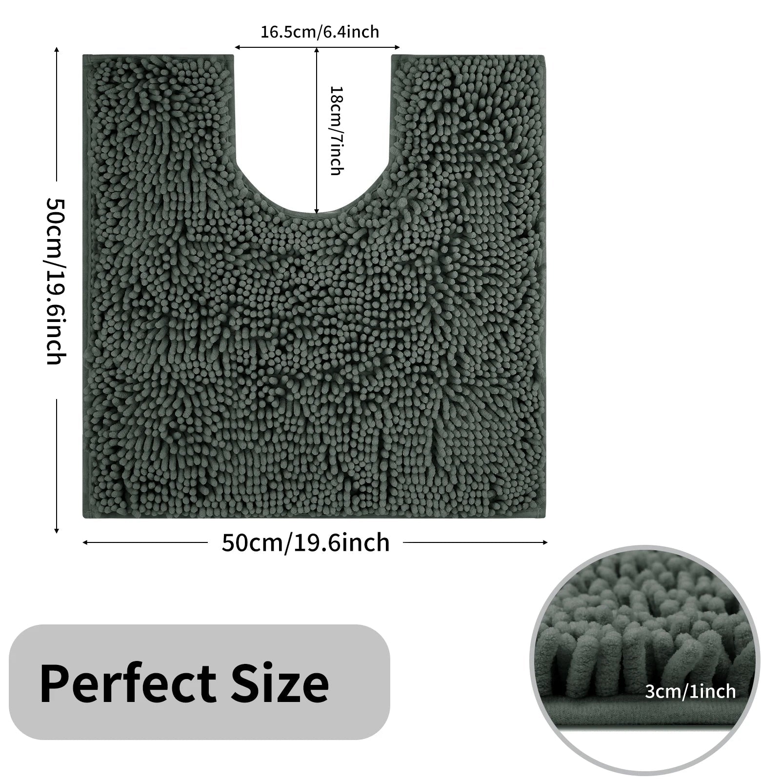 Aqualume | U-förmige Toilettenmatte | Chenille-Badmatte mit überlegener Saugfähigkeit | Rutschfest und maschinenwaschbar | Weich und gemütlich