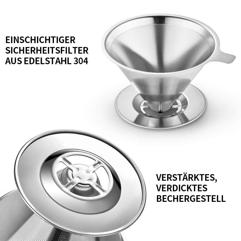 Kafélio PureSteel | Edelstahl Kaffeefilter | Wiederverwendbar | Ø 11,5–12,5 cm