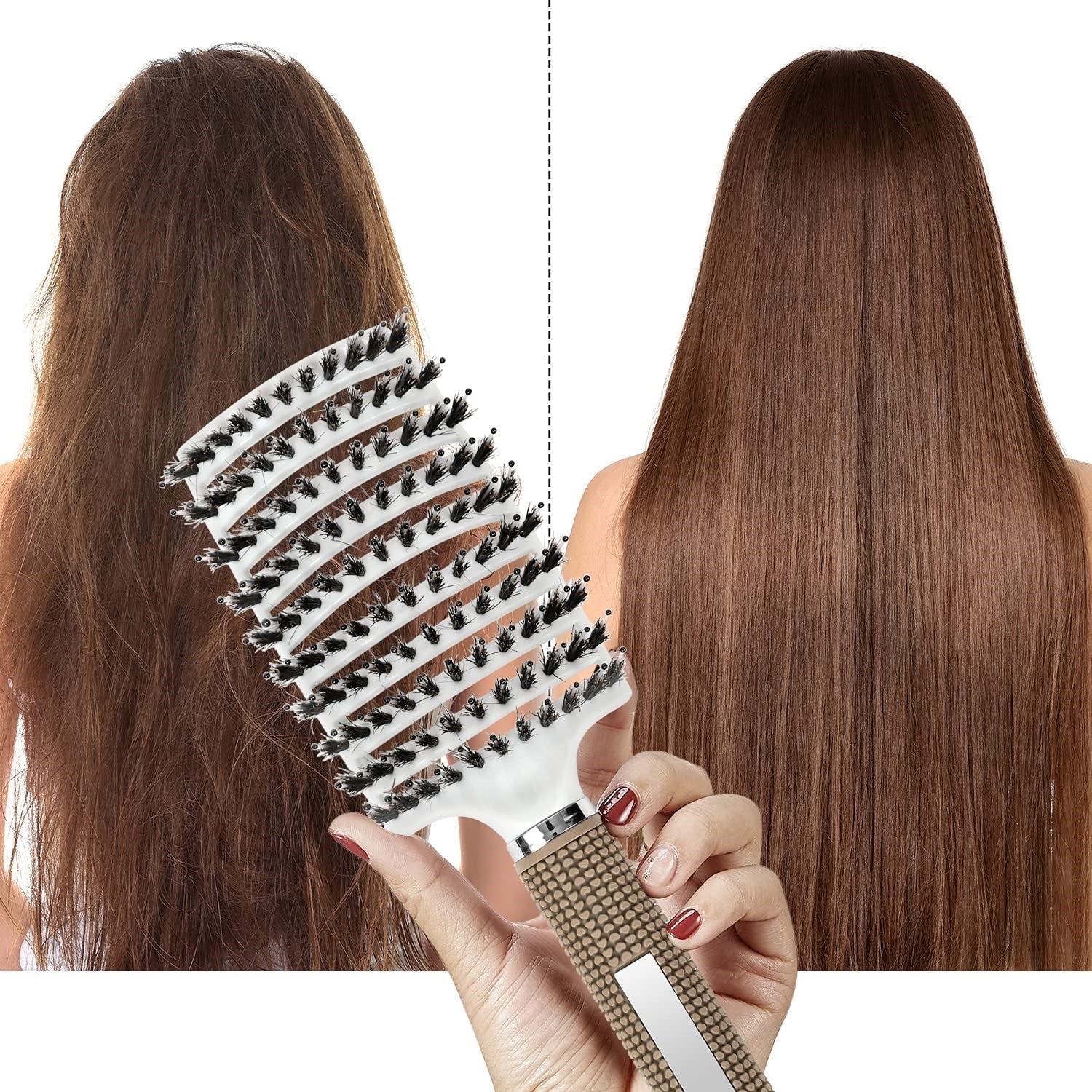 GentleHair Pro | Entwirrbürste für sanftes & schmerzfreies Haarekämmen | Für alle Haartypen | Mit Wildschweinborsten & Nylonspitzen