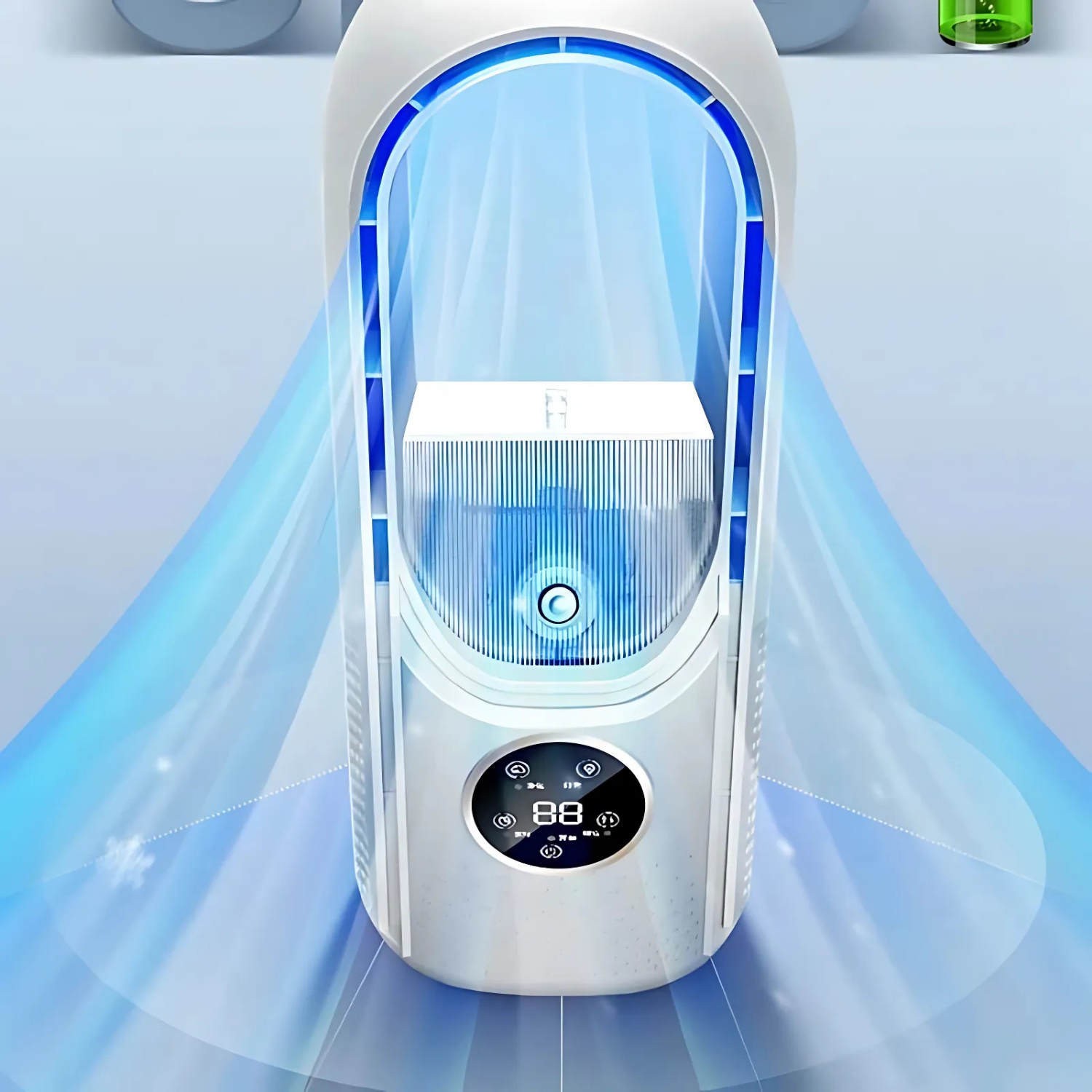 BrisaFlow Tisch-Luftkühler | 3-in-1 Kühlung & Befeuchtung | Bladeless Design | USB & Timer