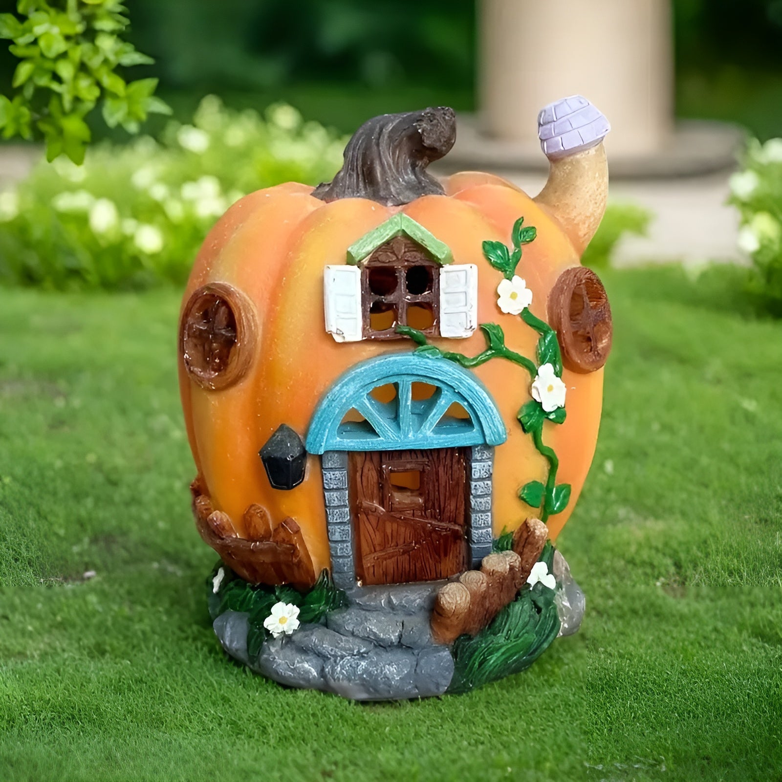 Lumipumpa Solar-Kürbis-Haus | LED-Außenleuchte | Wetterfest & Energieeffizient | Ideal für Halloween- & Herbstdekoration