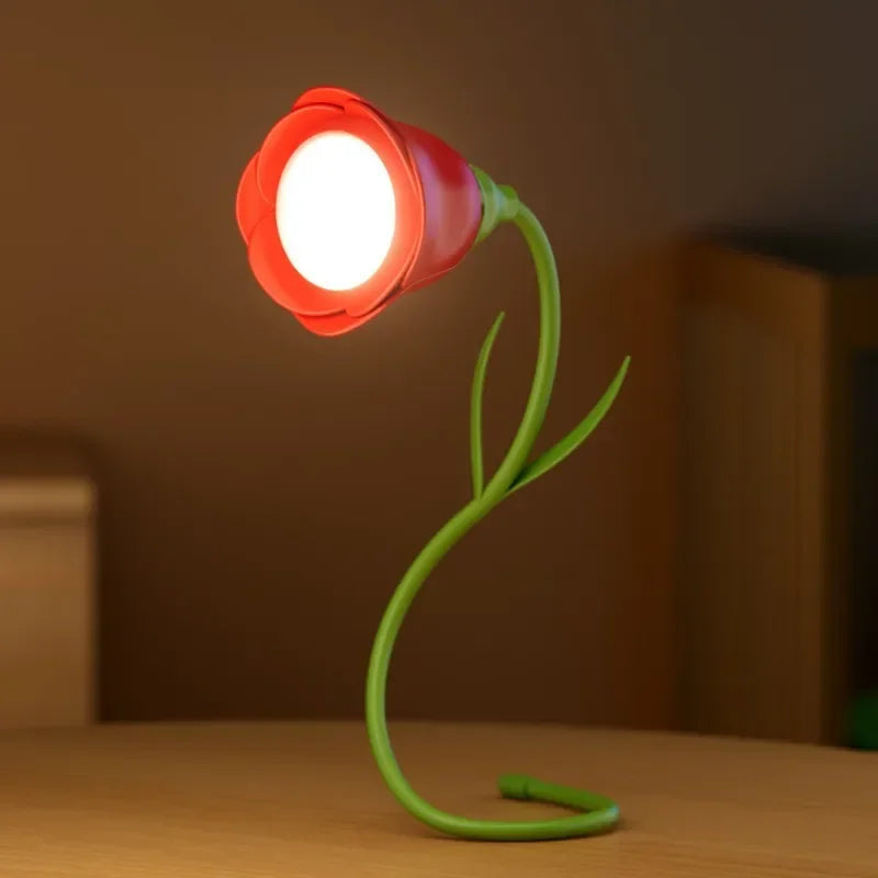 Lunafleur | Wiederaufladbare LED-Rosenlampe | Flexibel & Dimmbar | 3 Farblichter mit Helligkeitsspeicher | Kreatives Nachtlicht & Geschenk für Frauen