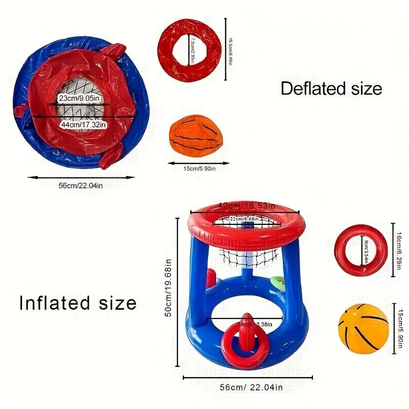 SplashHoop Aufblasbares Basketball-Set | Für Pool & Strand | Inkl. Ball & Ringe | Wasserfest & Tragbar