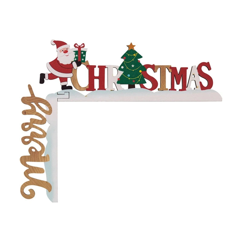 Weihnachtseckdekoration Weihnachtsmann-Ecke | Holz-Wand- und Tür-Eckornament | Lustiges Weihnachtsdesign mit Weihnachtsmann & Elfen | 3D Holzschild