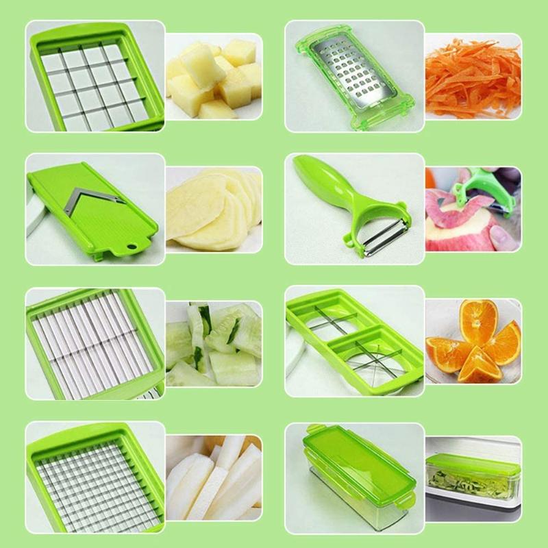 Chefivia Küchenhobel | 12-in-1 Multischneider | Mit Auffangbox & Fingerschutz | Edelstahl & PP
