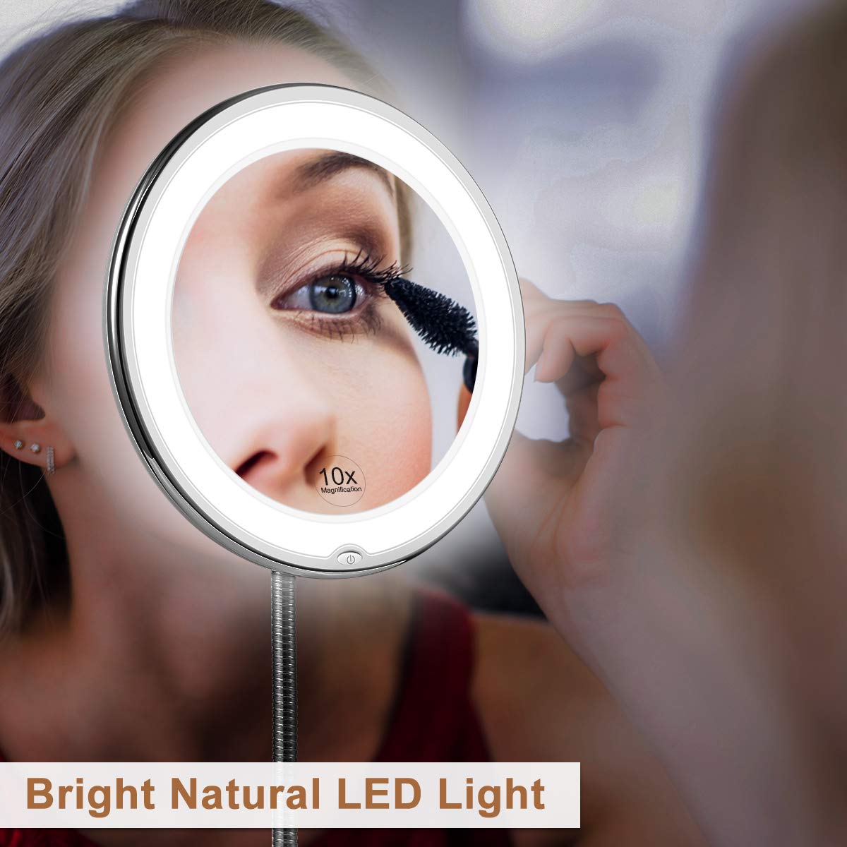 GlowMirror LED Magnifying Mirror | 10x Magnification | Flexible Neck Design