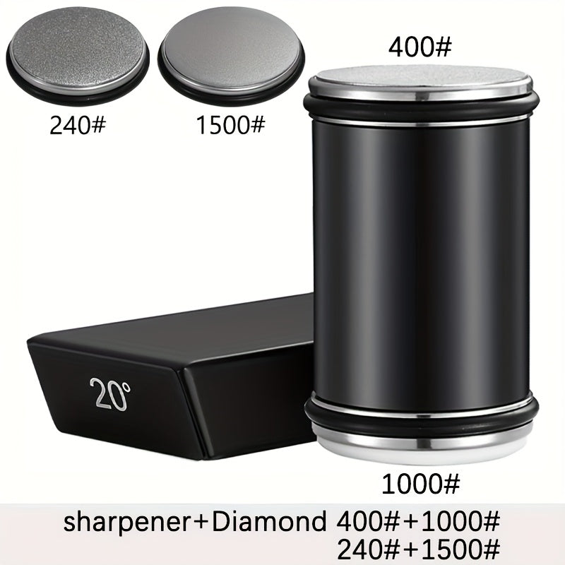 SharpSmith | Diamant-Schleifstein-Set | Magnetische Halterung & Winkelwahl 15°/20° | Für Messer & Werkzeuge in Küche und Werkstatt