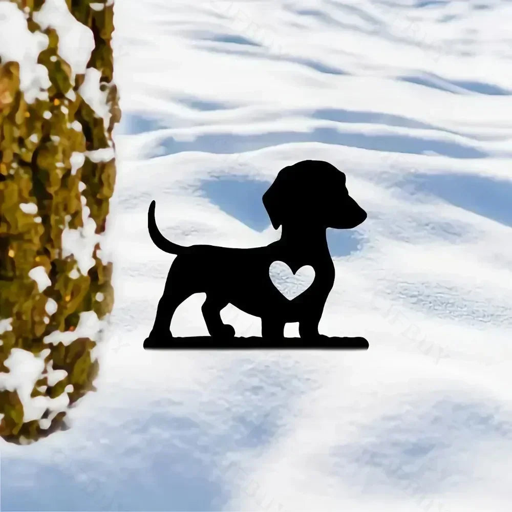Gartenstecker TikiPaw | Tiki-Stil Hundedesign | Handgefertigte Metall-Dekorfigur | Wetterfest