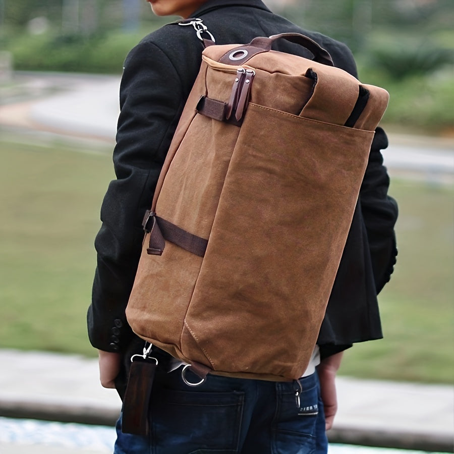 Maventino Canvas-Rucksack | Vintage Design | Lederdetails & Stauraum | Für Alltag & Reisen | Unisex & Robust
