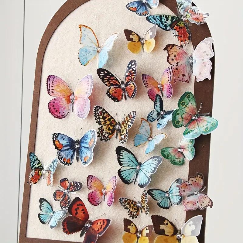 Luftora Wanddeko Schmetterlinge | 3D Aquarelloptik | 36 Stück Wiederverwendbar | Für Wände & Geschenke