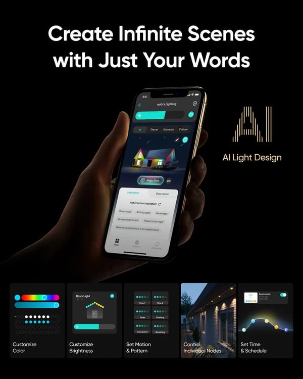MagicGlow - Mühelose Lebendige Außenbeleuchtung App-gesteuert