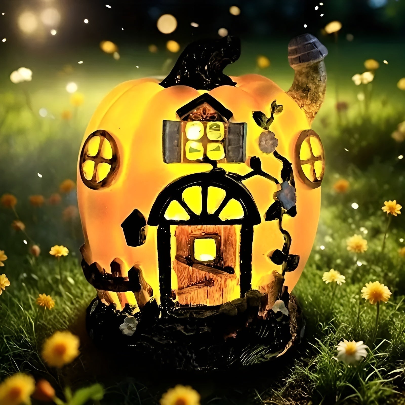 Lumipumpa Solar-Kürbis-Haus | LED-Außenleuchte | Wetterfest & Energieeffizient | Ideal für Halloween- & Herbstdekoration
