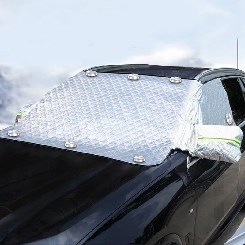 FrostGuard Ultra | Extra Große Windschutzscheibenabdeckung für Autos | 3-Panel Fensterdesign | Schützt vor Schnee, Eis, Sonne & Staub | Windbeständig & Einfach zu Installieren