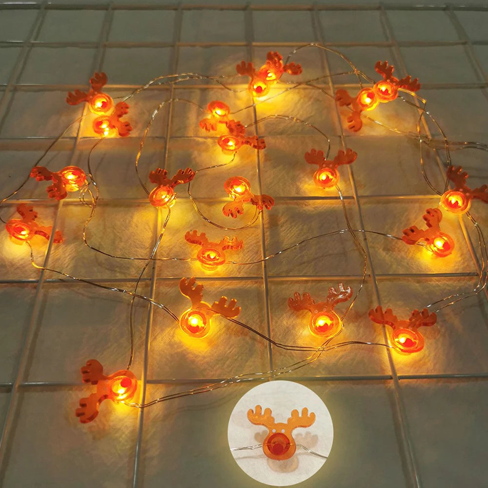 Lumirelle | LED-Weihnachtslichterkette | Muster mit Weihnachtsmann und Schneemann | Warmweißes Licht | Ideal für Baum-, Fenster- und Tischdekoration