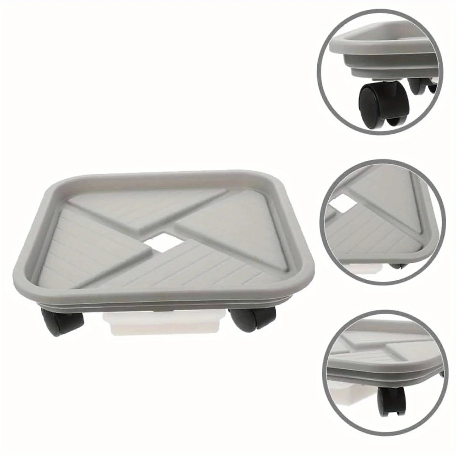 Floravivo Pflanzenroller mit Tropfschale | Quadratischer mobiler Pflanzenständer | Stabil und leicht zu bewegen