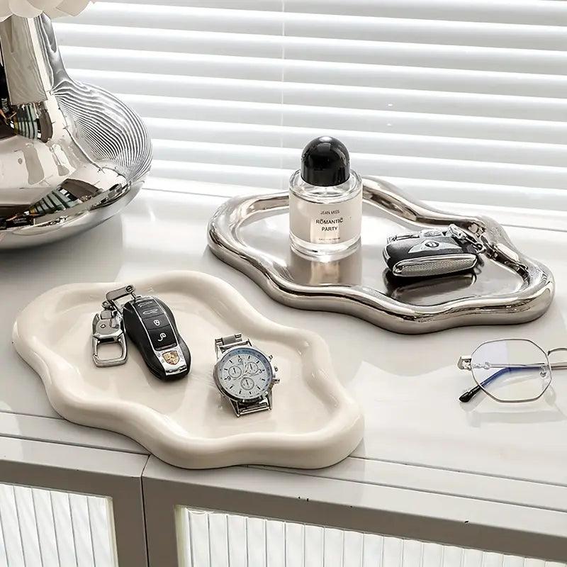 Cloudiva Schmuckschale | Wolkenform Keramik | Dekoschale für Schmuck & Schlüssel | Weiß
