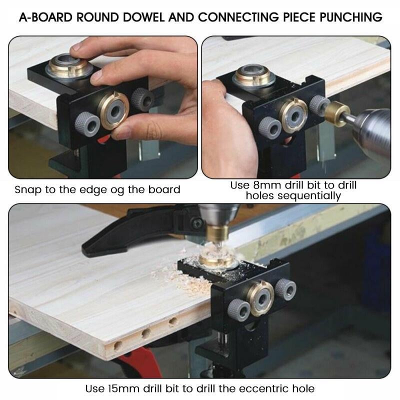 FlexiPunch - 3 in 1 Einstellbare Holzbearbeitung Bohren Locator Stanzer Werkzeuge