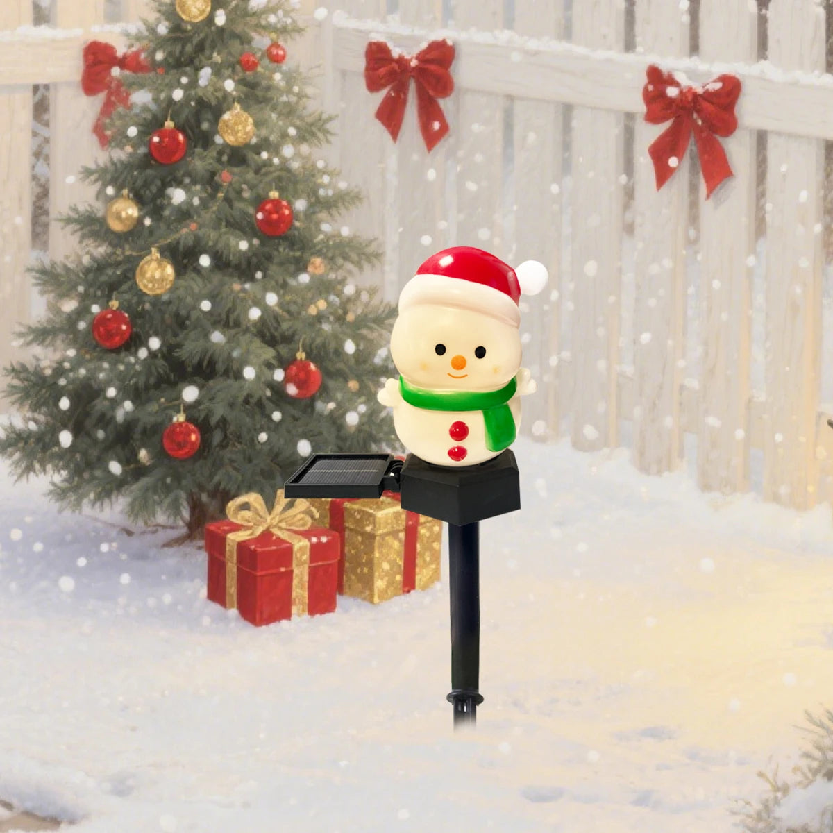 FrostyGlow Solar-Schneemannlampe | LED-Gartenleuchte | Wasserdicht, Energieeffizient | Außenweihnachtsdekoration