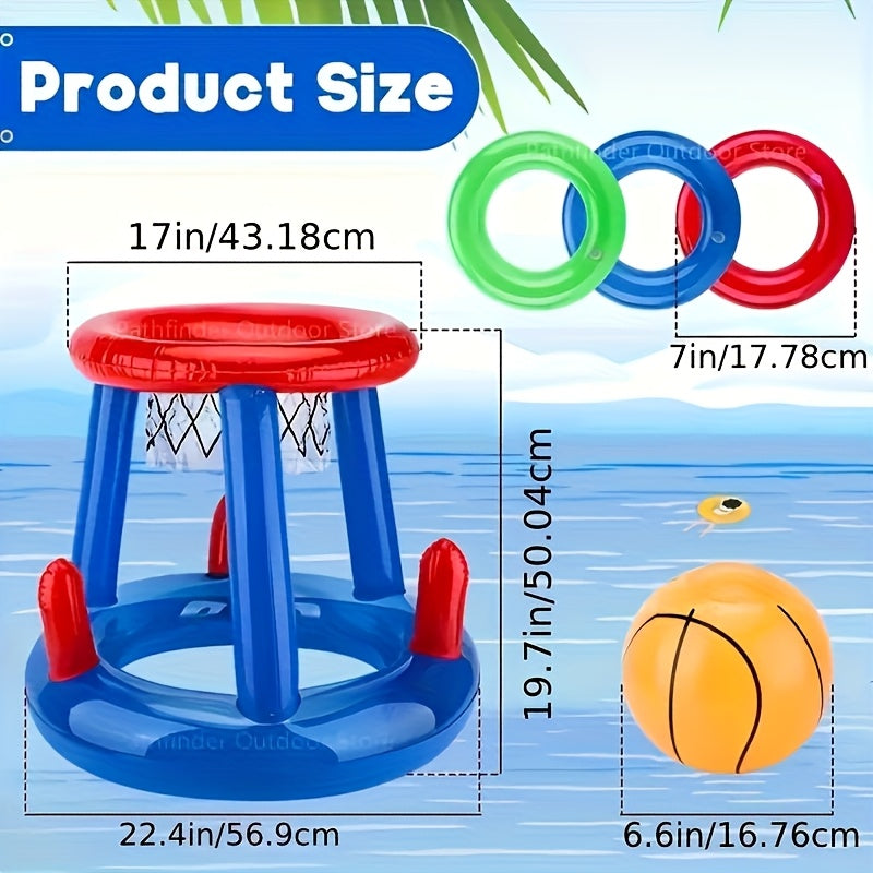 SplashHoop Aufblasbares Basketball-Set | Für Pool & Strand | Inkl. Ball & Ringe | Wasserfest & Tragbar