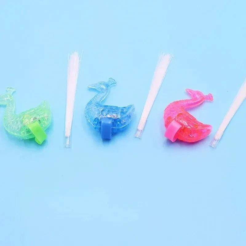 Luminavi | 5er-Set LED-Fingerlichter | Pfauenfeder-Muster | Lebendige Lichtleiter & Blinklicht | Lichtspielzeug für Kinder & Partys