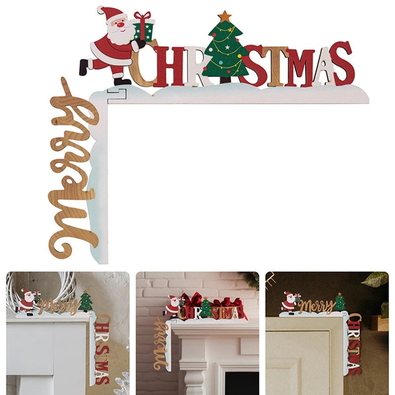 Weihnachtseckdekoration Weihnachtsmann-Ecke | Holz-Wand- und Tür-Eckornament | Lustiges Weihnachtsdesign mit Weihnachtsmann & Elfen | 3D Holzschild